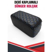 Univoa Ds Automobiles Ds 4 Ile Uyumlu Sünger Kolçak Siyah Deri Mavi Dikişli