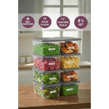 Selka Home 8 Adet Derin 1 Lt. Nora Organizer Buzdolabı Buzluk Düzenleyici Saklama Kabı