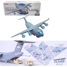PopŞeker A400A Askeri Kargo Uçağı - 35CM Sesli Işıklı ve Hareketli + 3 Mini Tank - Tank Atma Özellikli