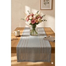 Miabella Home Masa Örtüsü Runner 35X145 cm Salon Runner Keten Görünümlü Yemek Masası Runner