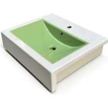 Ece Banyo - Sekura Dolay Uyumlu Lavabo 59 cm Beyaz, Fıstık Yeşili - 7735-4