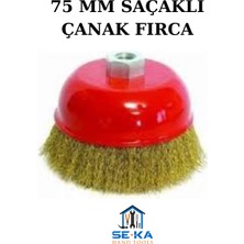 Seka Hand Tools Saçaklı Çanak Tel Fırça 75 mm Spiral Taşlama Uyumlu – Pas Boya Temizleme Metal Fırça