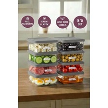 Selka Home 8 Adet 0.5 Lt. Nora Organizer Buzdolabı Buzluk Düzenleyici Saklama Kabı