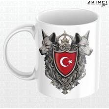 Akıncı Store Ayyıldız Temalı Kurt Tasarımlı Kupa Bardak