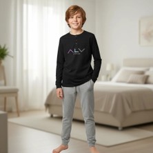 Bonbon Genç Erkek Pamuklu Siyah Renk Pijama Takımı AL009 V2 BB2441