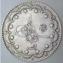 Banknoting Iı. Abdülhamid Gümüş 5 Kuruş 1293/32 Istanbul Darbı.