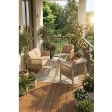 Çavdar Group Zara Raddan 2+1+1 Çay Seti Balkon Teras Bahçe Mobilyası El Örgüsü Raddan 4 Kişilik Oturma Grubu