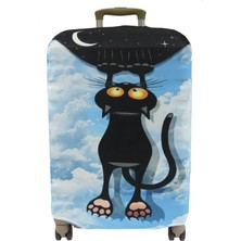 My Saraciye (MY#159 Askıda Kedi) Valiz Için kılıf Rengarenk-Büyük Boy
