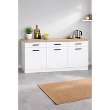 T Designo Diva 3 Çekmeceli-3 Kapaklı Mutfak Alt Modül-Çok Amaçlı Dolap-Kiler Dolabı 180 cm -Tezgah Dahil