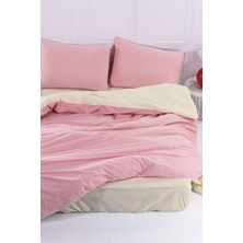 Aytunç Nefise %100 Pamuklu Çift Kişilik Pudra Renk Doubleface Nevresim Takımı 200X220 cm
