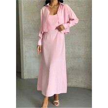 Vesantia Kadın Pembe Modal Gömlek Elbise Takım