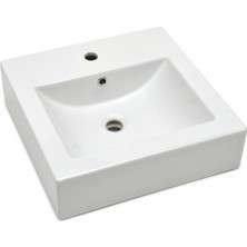 Ece Banyo - Sekura Kare Lavabo 59 cm Tezgah Üstü Beyaz - 7736