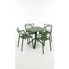 Çavdar Group Santa 4 Kişilik Bistro Set 70X70 Sorty Sabit Masa 4 Adet Santa Koltuk Cafe Bahçe Balkon Mini Set