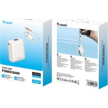 Trusmi 10.000 Mah Pd 22.5 W Dıjıtal Ekranlı Dahılı C To C Kablolu Powerbank Beyaz