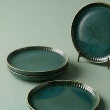 6’lı Set Jumbo Efes Zümrüt Düz Tabak 17 cm & 21 cm | Porselen Kahvaltılık, Servis & Sunum Tabağı