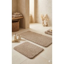 Eurobano Shaggy Bohem Makinede Yıkanabilir Lateks Kaymaz Taban 2li Banyo Paspası 60X100 60X50 cm