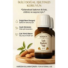 HERDEN 2 Şişe %100 Saf Tatlı Badem Yağı 2X20 ml - Saç ve Cilt Bakımı Için Canlandırıcı Doğal Bakım Yağı