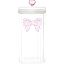MİEN Mien Şeffaf Cam Fiyonk Detaylı Kavanoz 1800 ml – Contalı Kapaklı Büyük Boy Dekoratif Saklama Kabı (24X11 Cm)
