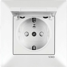 Viko Karre Meridian Etiketli Kapaklı Beyaz Ups Priz Çocuk Korumalı (Çerçevesiz) 90967Z24 Viko