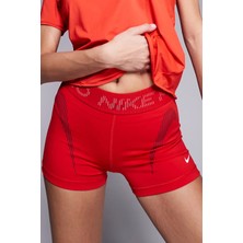 Nike Pro Training 3 Inch Shorts With Mesh Detail Kadın 3inç File Detaylı Antrenman Tayt Şort Kırmızı