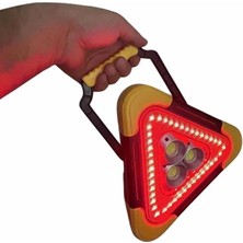 Oska Global Reflektör Güneş Panelli Solarlı Şarjlı Üçgen Işıklı Trafik Reflektör Fener