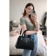 Miami Polo Clup Kadın Omuz Çantası Çok Bölmeli – Gold Detaylı Şık El ve Askılı Kadın Çanta