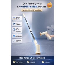 Moppak Elektrikli Temizlik Fırçası Şarjlı Mop Seti 7 Başlıklı Teleskopik Saplı Çok Amaçlı Temizleyici