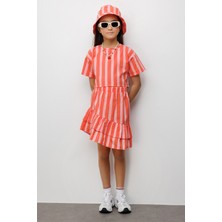 Le Mabelle Turuncu Çizgili Kız Çocuk Crop Etek Ikili Takım - Cora