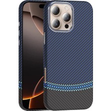 Ahlttiba Apple iPhone 16 Pro Için Uyumlu Kılıf Magsafe Şarj Özellikli Karbon Fiber Görünümlü Gros Kapak