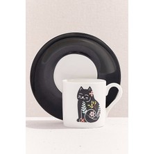 Paşabahçe Kitty Porselen Espresso Fincanı Siyah Beyaz - 1 Adet