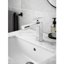 FUALORA Gümüş Kare Model Pirinç Lavabo Bataryası