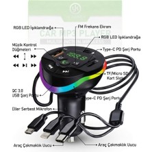 Gunkes Araç Fm Transmitter | Bluetooth, Sd/usb Mp3 Çalar & Pd Type‑c Şarj Cihaz