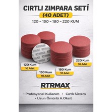RTRMAX Cırtlı Zımpara Kağıdı Seti 115 mm Alüminyum Oksit 120-150-180-220 Kum 40 Parça