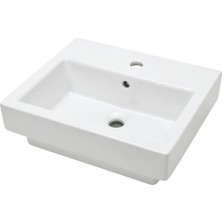 Ece Banyo - Sekura Tezgah Üstü Kare Lavabo 48 cm Beyaz - 7102