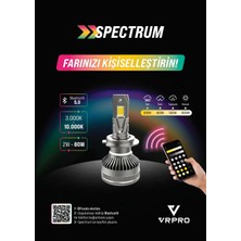 Vrpro Spectrum H7 LED Xenon Far Ampulü 12-24V Telefondan Uygulama Kontrollü 3000K-10000K Csp LED