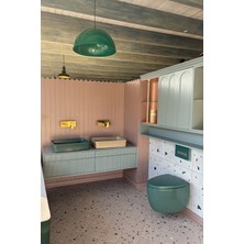 Adn Dizayn Mint Banyo Dolabı SETI-150 cm Çekmeceli Lake Banyo Dolabı - LED Aynalı Cam Raflı Lüks Modül