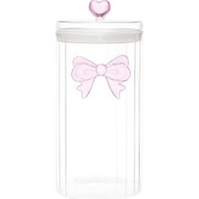 MİEN Mien Şeffaf Cam Fiyonk Detaylı Kavanoz 1400 ml – Contalı Kapaklı Büyük Boy Saklama Kabı (19,5X11 Cm)