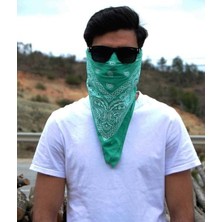 Metal Giyim Damla Desenli Kare Bandana - Yeşil