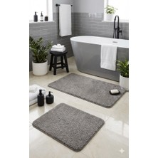 Eurobano Shaggy Bohem Makinede Yıkanabilir Lateks Kaymaz Taban 2li Banyo Paspası 60X100 60X50 cm
