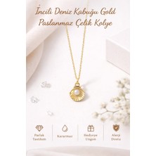  ıncili deniz kabuğu gold paslanmaz çelik kolye
