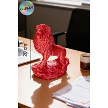 Glanart Hediyelik 3 Boyutlu Aslan Figürlü Masa Üstü Biblo Obje (3d Filamet )  Metalik Pembe1 Adet