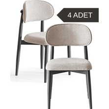 Asaella Mobilya Kara 4'lü Sandalye – Modern ve Sade Sandalye Metal Polo