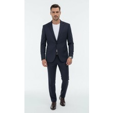 Plus Scorpion Erkek Slim Fit Mikro Dokulu Takım Elbise Çift  Düğmeli Modern Kesim