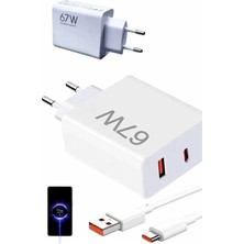 Oska Global Hızlı Şarj Aleti Adaptörü Kablo Seti 67W Uzun Ömürlü Beyaz