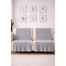 Bonny Home 2'li Gri Kaymaz Tabanlı Koltuk Örtüsü Kabartmalı Çok Amaçlı Parlak Çekyat Örtüsü Otera