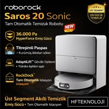 Roborock 36000PA Emiş Gücüyle Yeni  Saros 20 Sonic Beyaz Robot Süpürge
