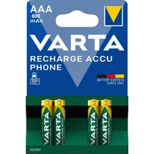 Varta Şarjlı Pil AAA Ince Kalem 800 mAh Ni-MH Elektriksel Özellikler ile Güçlü Performans