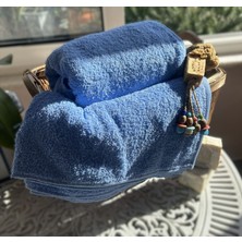 Otel Tipi %100 Pamuk Mavi Banyo Havlusu 90X150 Ebat 600GR