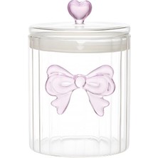 MİEN Mien Şeffaf Cam Fiyonk Detaylı Kavanoz 1000 ml – Kapaklı Dekoratif Saklama Kabı (11X15 Cm)