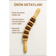 WoodBay Ahşap 11 Tekerlekli Kavisli Merdane Sırt Bel Bacak Selülit Karşıtı Ahşap Masaj Aleti